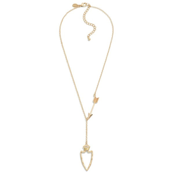 Gold Chain Link Necklace Featuring Arrow and Arrowhead Pendants Judson