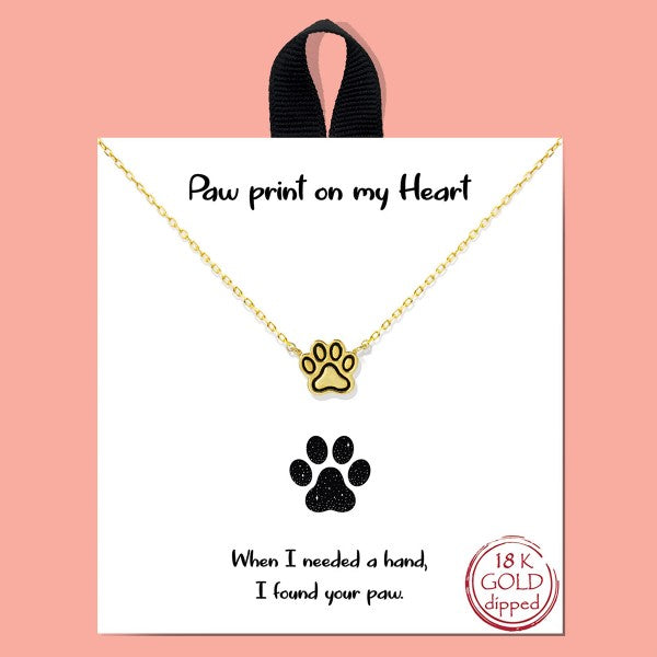 Dainty Chain Link Necklace Featuring Paw Print Pendant Judson