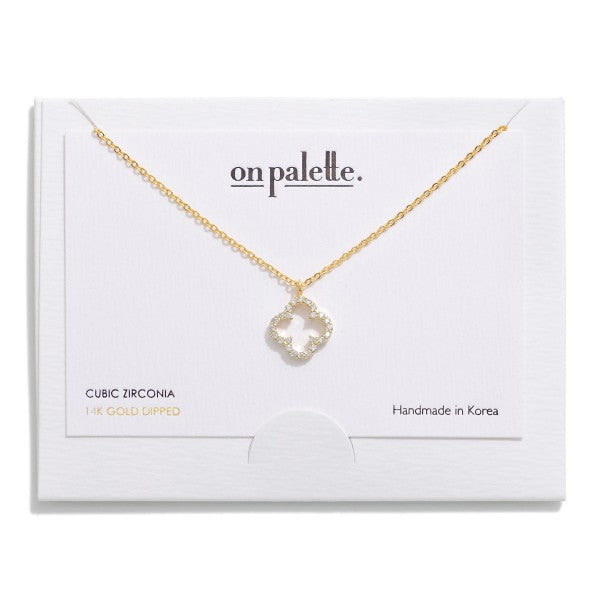 Dainty Chain Link Necklace Featuring Cubic Zirconia Studded Clover Pendant Judson
