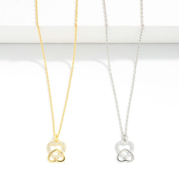 Dainty Chain Link Necklace Featuring Cubic Zirconia Double Heart Pendant Judson
