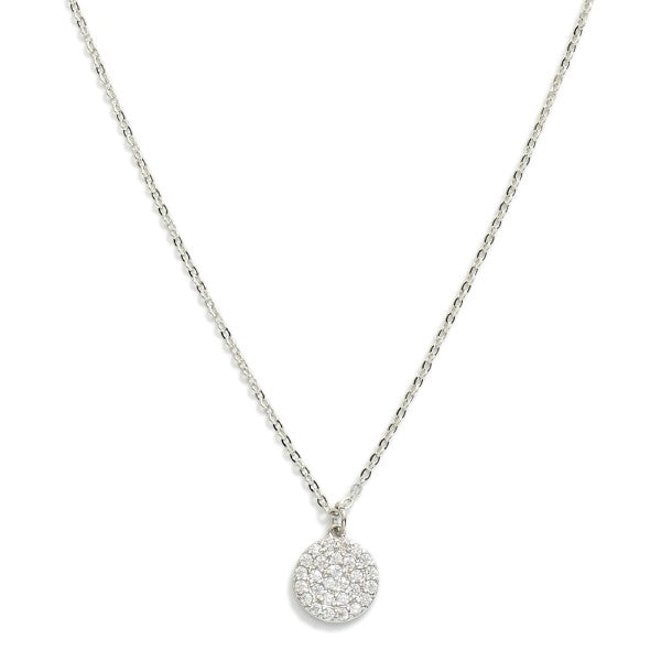 Dainty Chain Link Necklace Featuring Simple Rhinestone Cluster Pendant Silver