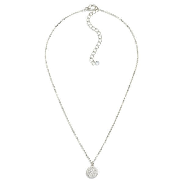 Dainty Chain Link Necklace Featuring Simple Rhinestone Cluster Pendant