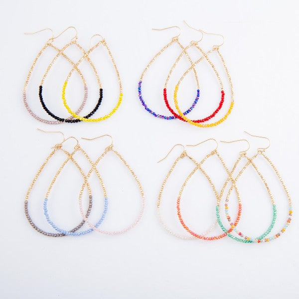 Half & Half Dainty Beaded Teardrop Earrings