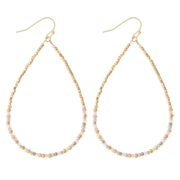 Half & Half Dainty Beaded Teardrop Earrings Light Multi