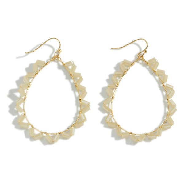 Beaded Teardrop Earrings Natural
