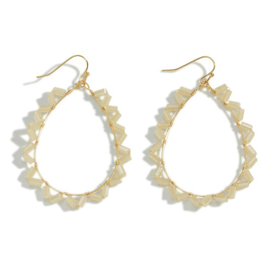 Beaded Teardrop Earrings Natural