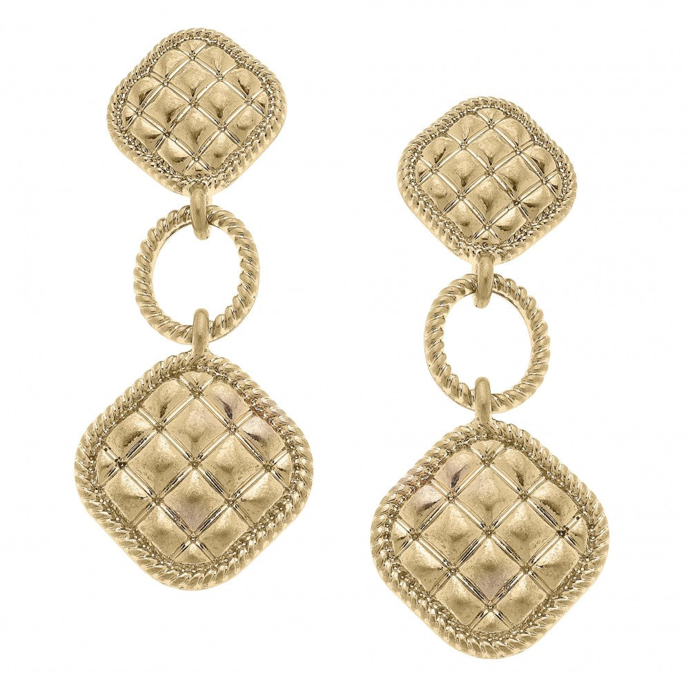 Quilted Linked Diamond Drop Earrings