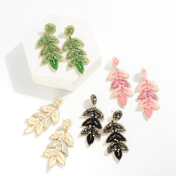 Seed Bead Vine Drop Earrings
