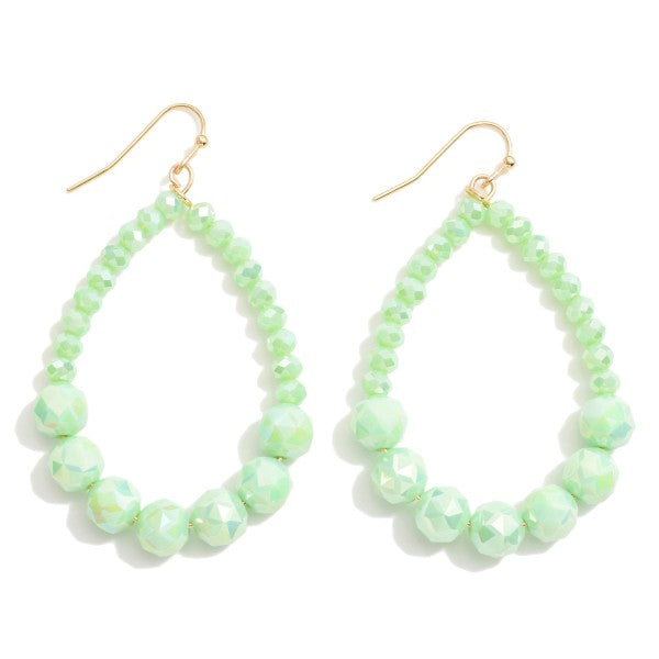 Beaded Teardrop Earrings Opaque Mint