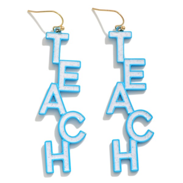 Resin 'Teach' Drop Earrings Featuring Speckle Detail Blue