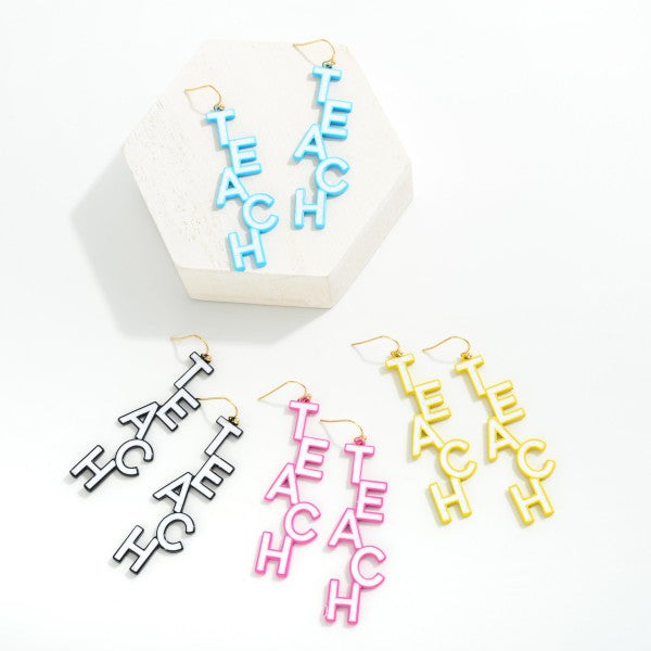 Resin 'Teach' Drop Earrings Featuring Speckle Detail