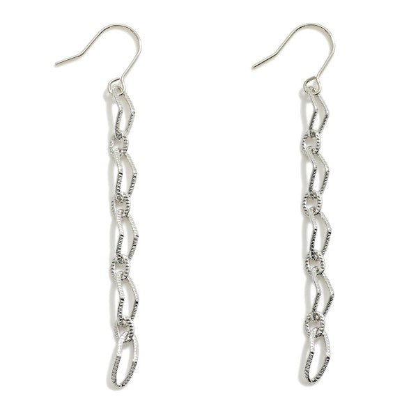 Dainty Paperclip Metal Chain Link Earrings Silver