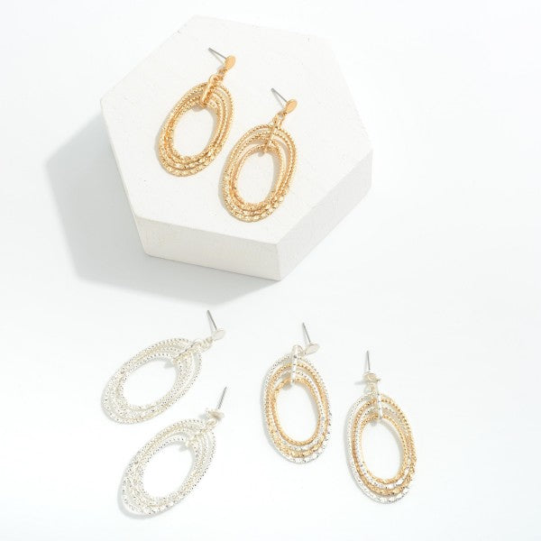 Linked Metal Loops Drop Earrings