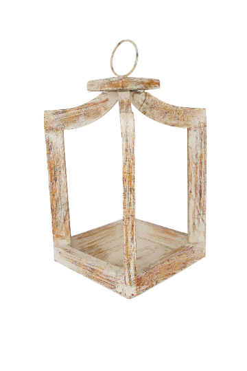 Canopy Farmhouse Wood Lantern-Home Decor-Shabby White-Small