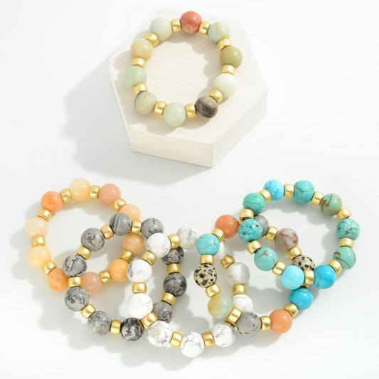 Chunky Natural Stone Stretch Bracelet