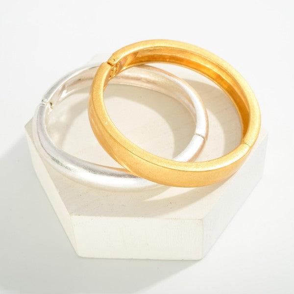 Simple Oval Hinge Bracelet Silver