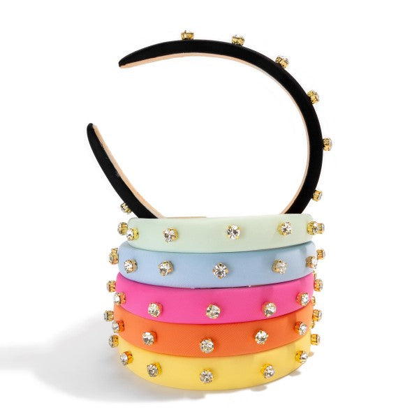 Cushioned Headband With Rhinestone Studs