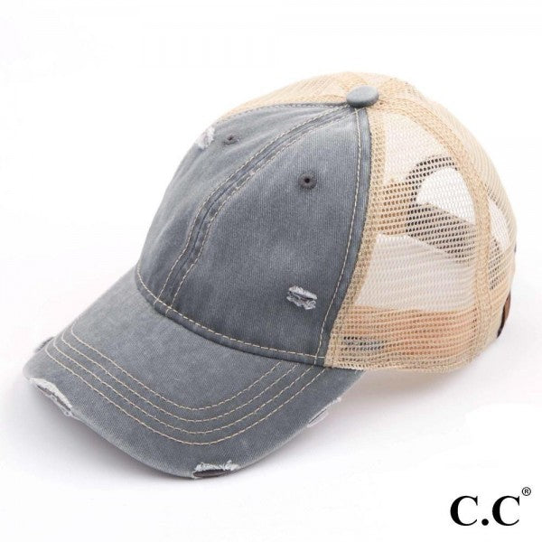 C.C Vintage Distressed Baseball Cap Grey