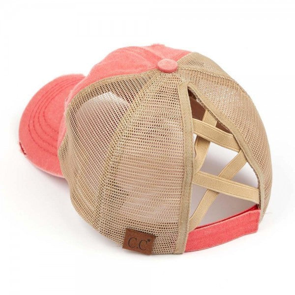 C.C Distressed Criss Cross Pony Cap