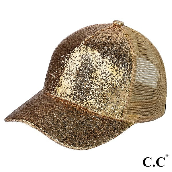 C.C Glitter Trucker Cap Beige