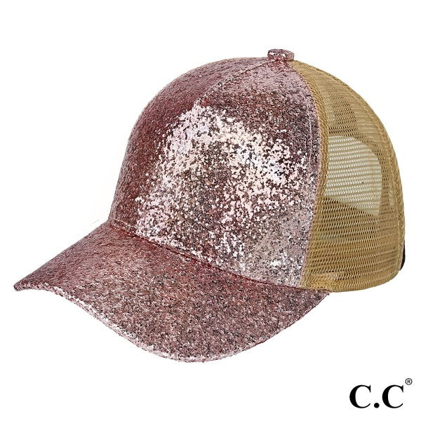 C.C Glitter Trucker Cap Rose Gold