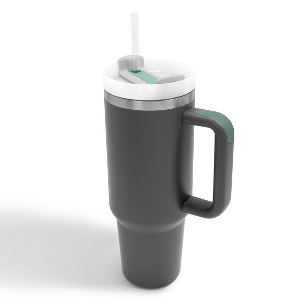 40oz Double Wall Stainless Steel Vacuum Tumbler With Handle Charcoal