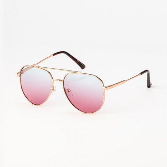 Double Bridge Aviator Sunglasses Pink Brown