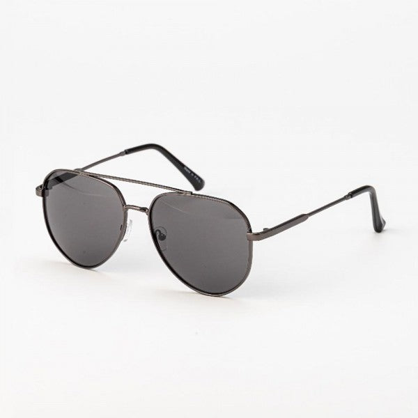 Double Bridge Aviator Sunglasses Black Grey
