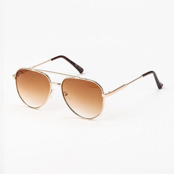 Double Bridge Aviator Sunglasses Brown Tan