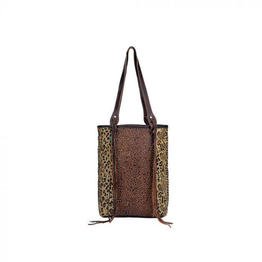 Myra Golden Studs Leather & Hair On Bag