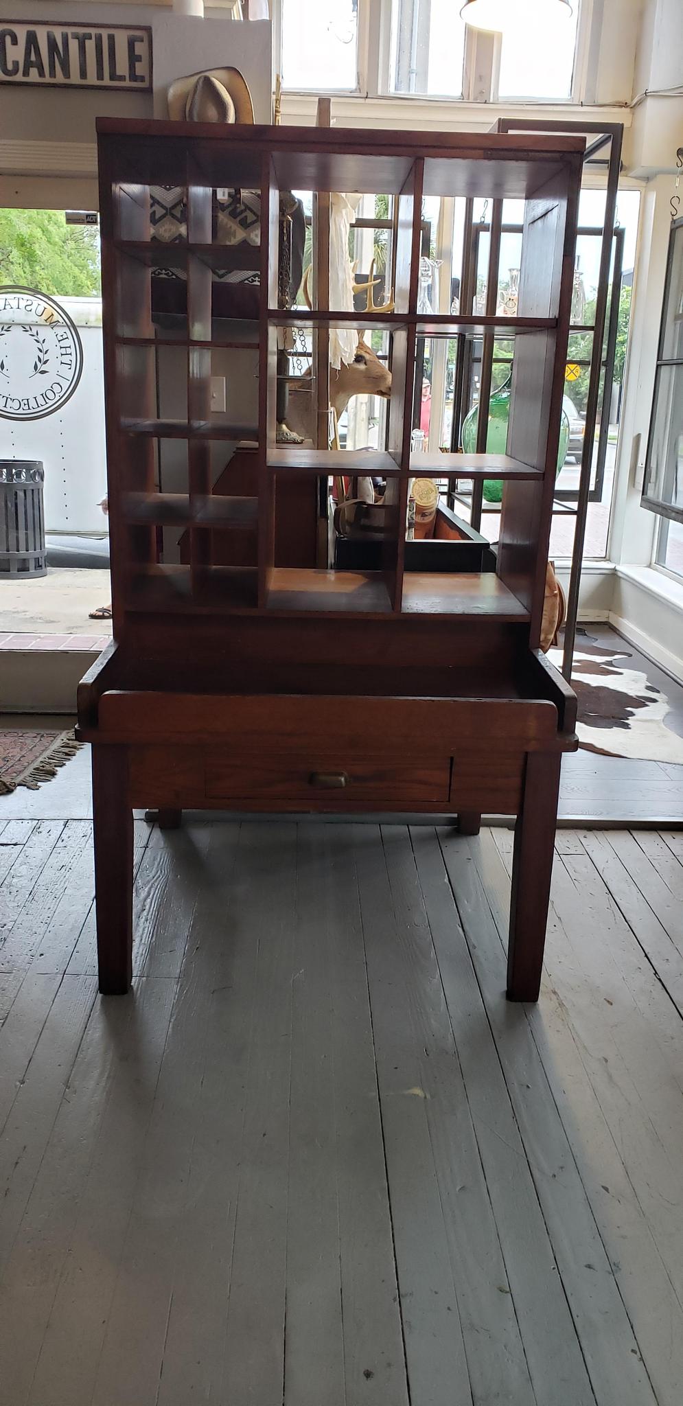 Antique Dark Oak Postal Cabinet