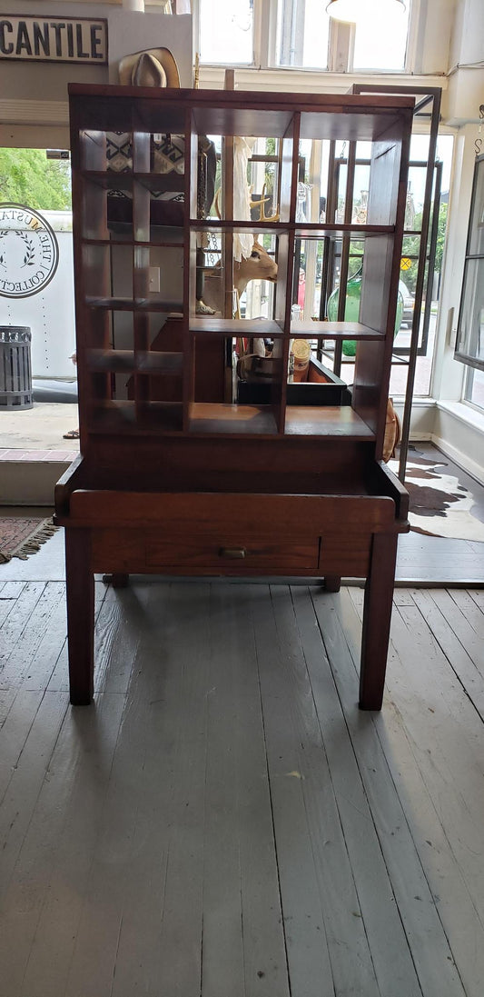 Antique Dark Oak Postal Cabinet
