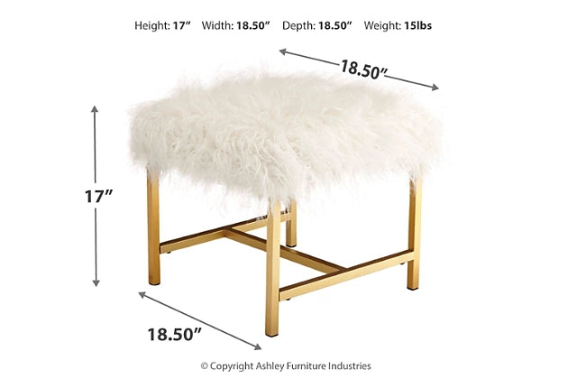 NEW! Faux White Luxe Fur Vanity Stool