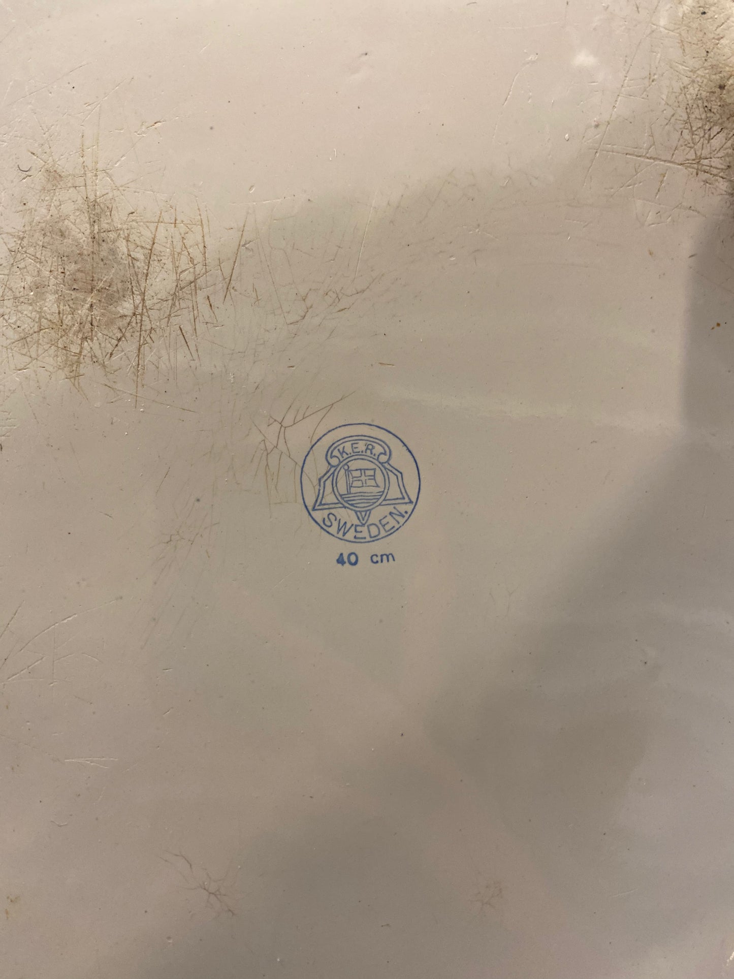 Vintage Swedish Enamel Large Platter