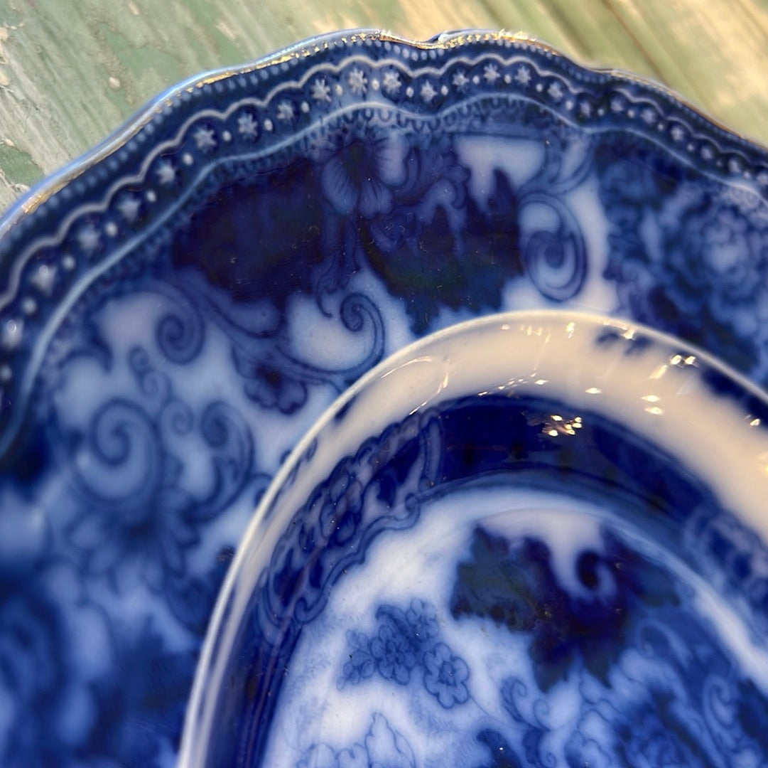 1800s Flo Blue Ironstone Bowl