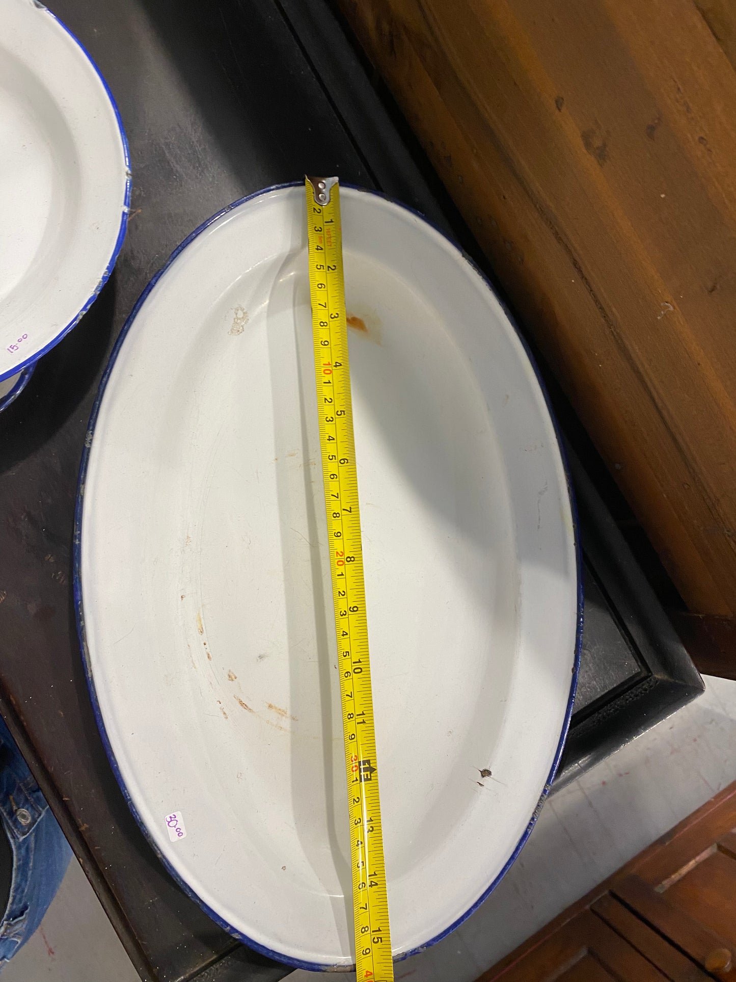 Vintage Swedish Enamel Large Platter