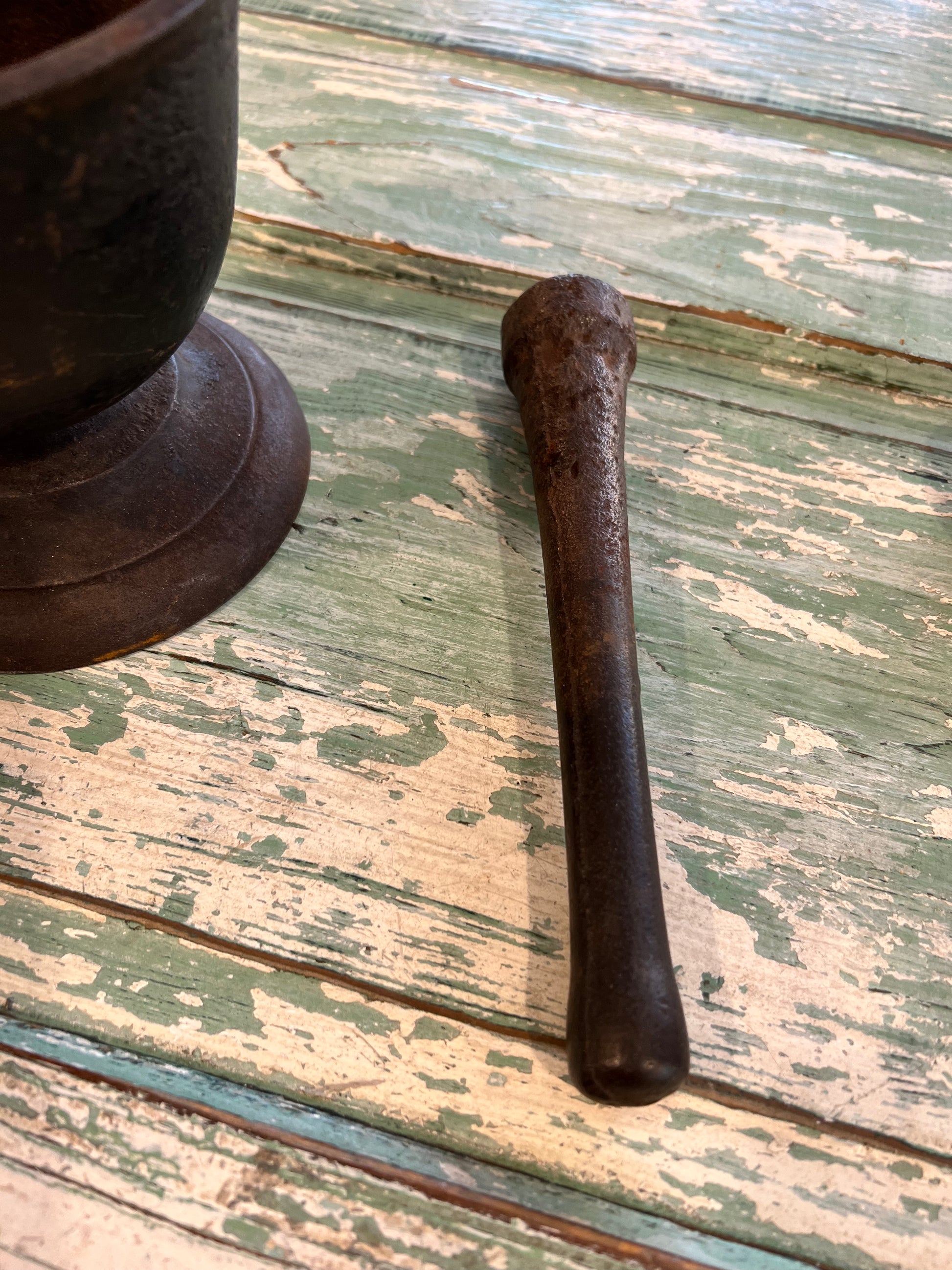 Antique Cast Iron Mortar & Pestle