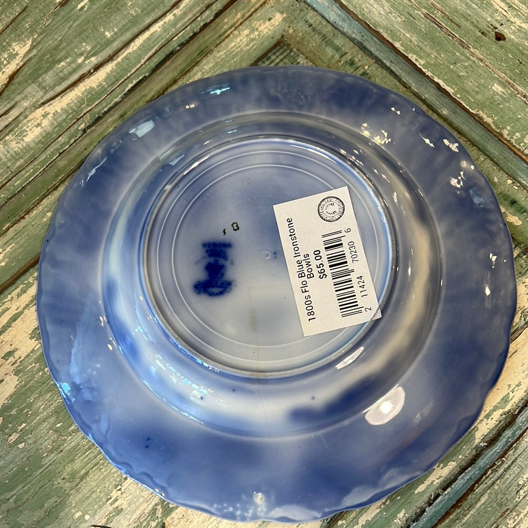 1800s Flo Blue Ironstone Bowl