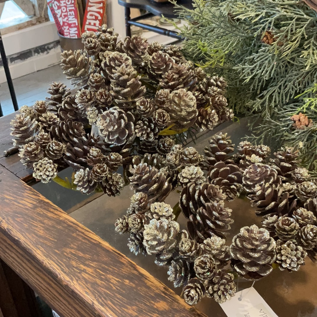 4" Shimmer Pine Cone Candle Ring