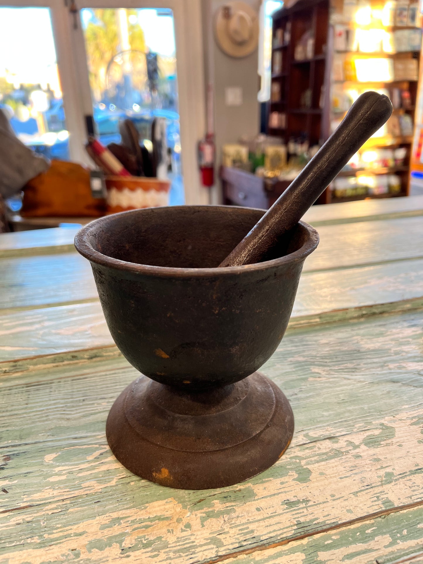 Antique Cast Iron Mortar & Pestle