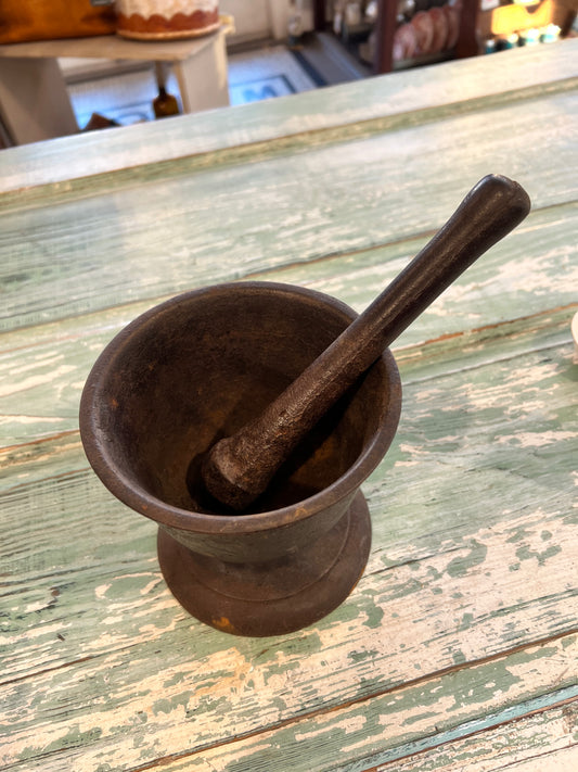 Antique Cast Iron Mortar & Pestle