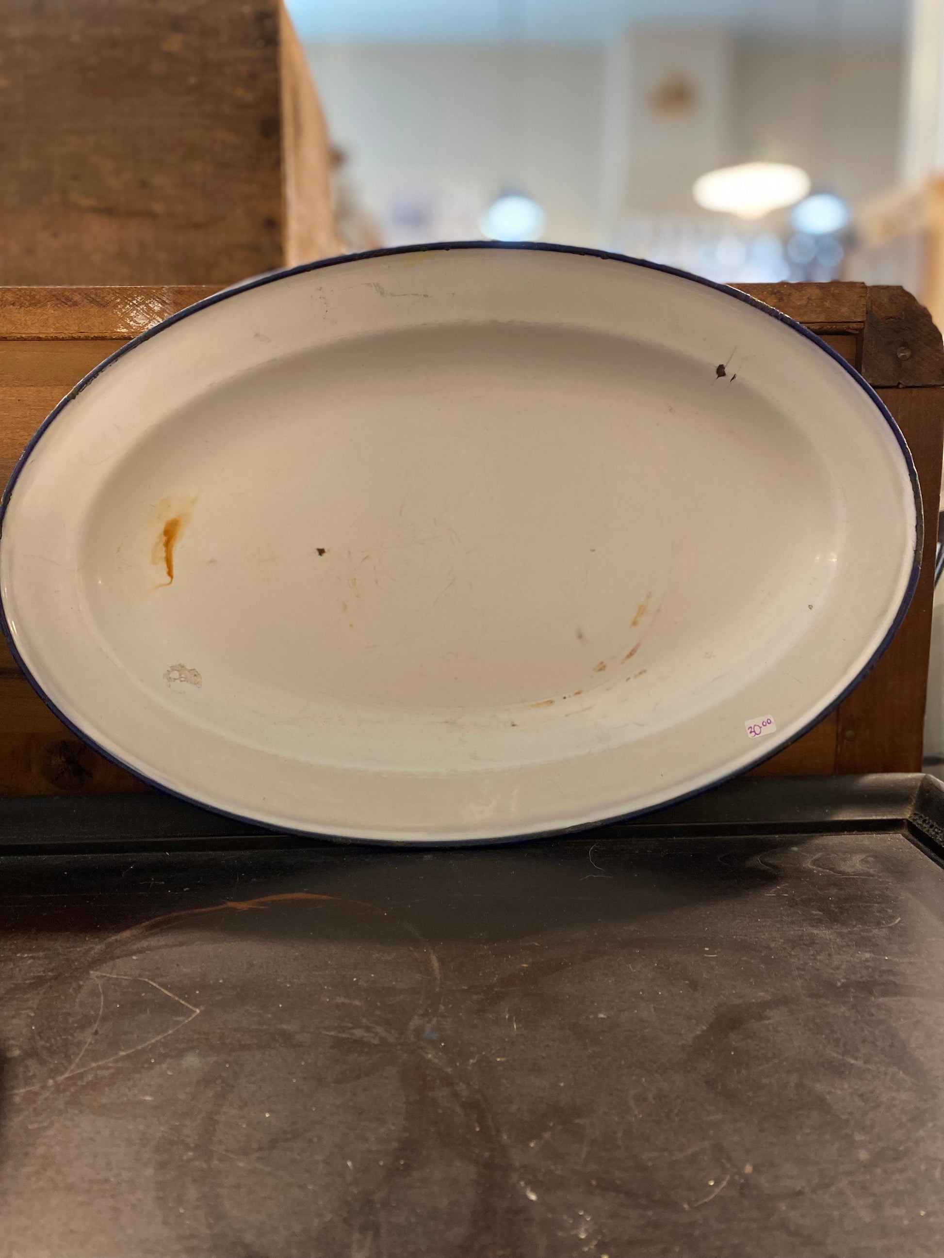 Vintage Swedish Enamel Large Platter