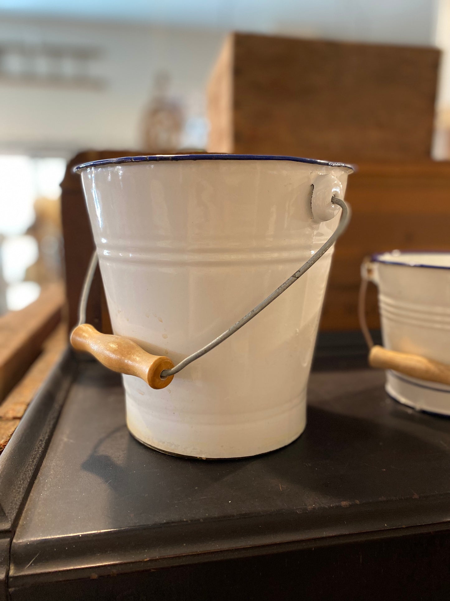 Vintage Swedish Enamel Large Pale