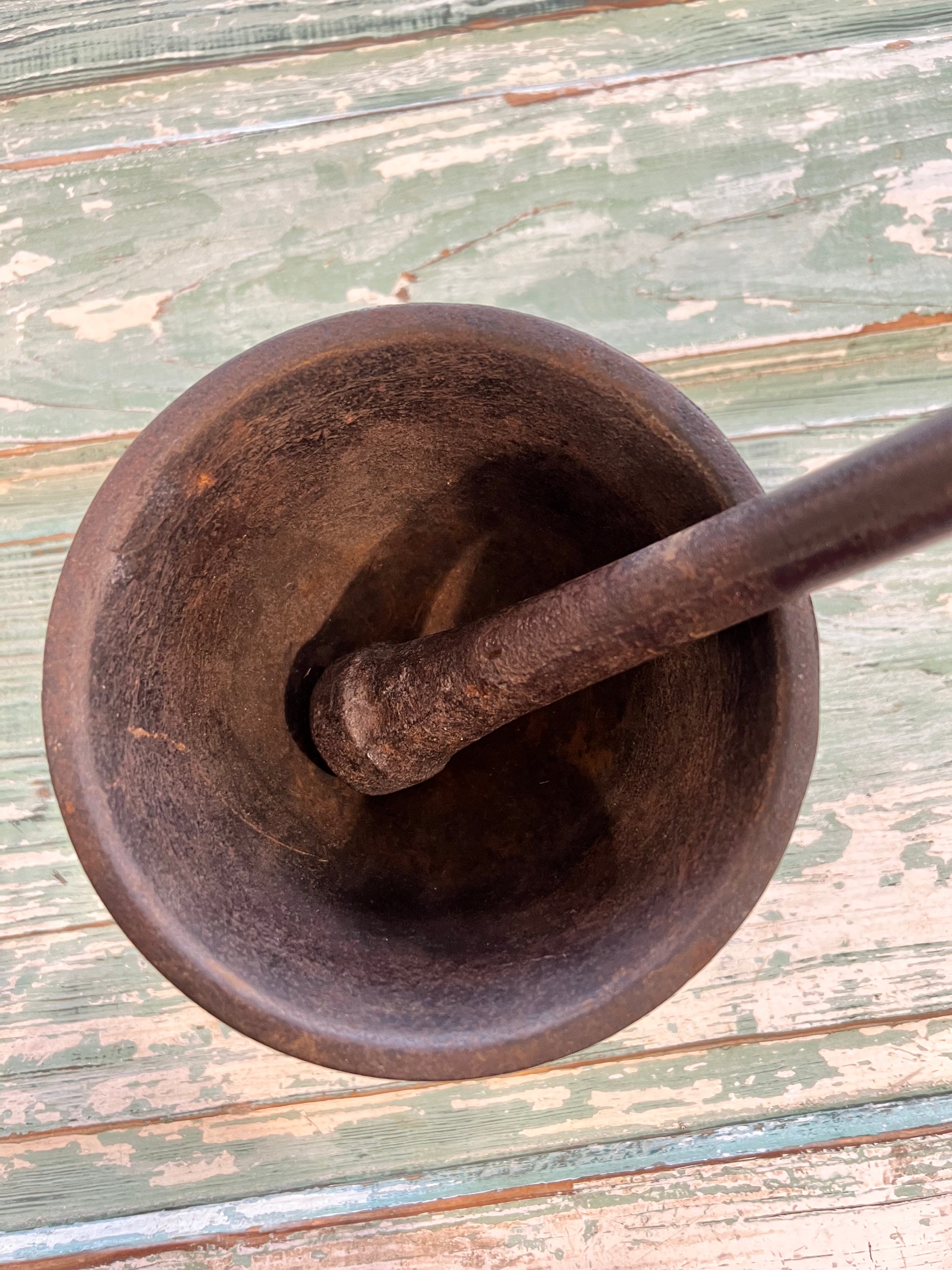 Antique Cast Iron Mortar & Pestle